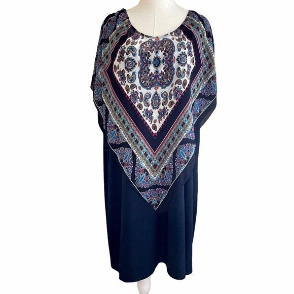Lavish Dresses & Skirts - Lavish Plus Navy Blue Dress with Geometric Overlay Multicolor Plus Size 3X